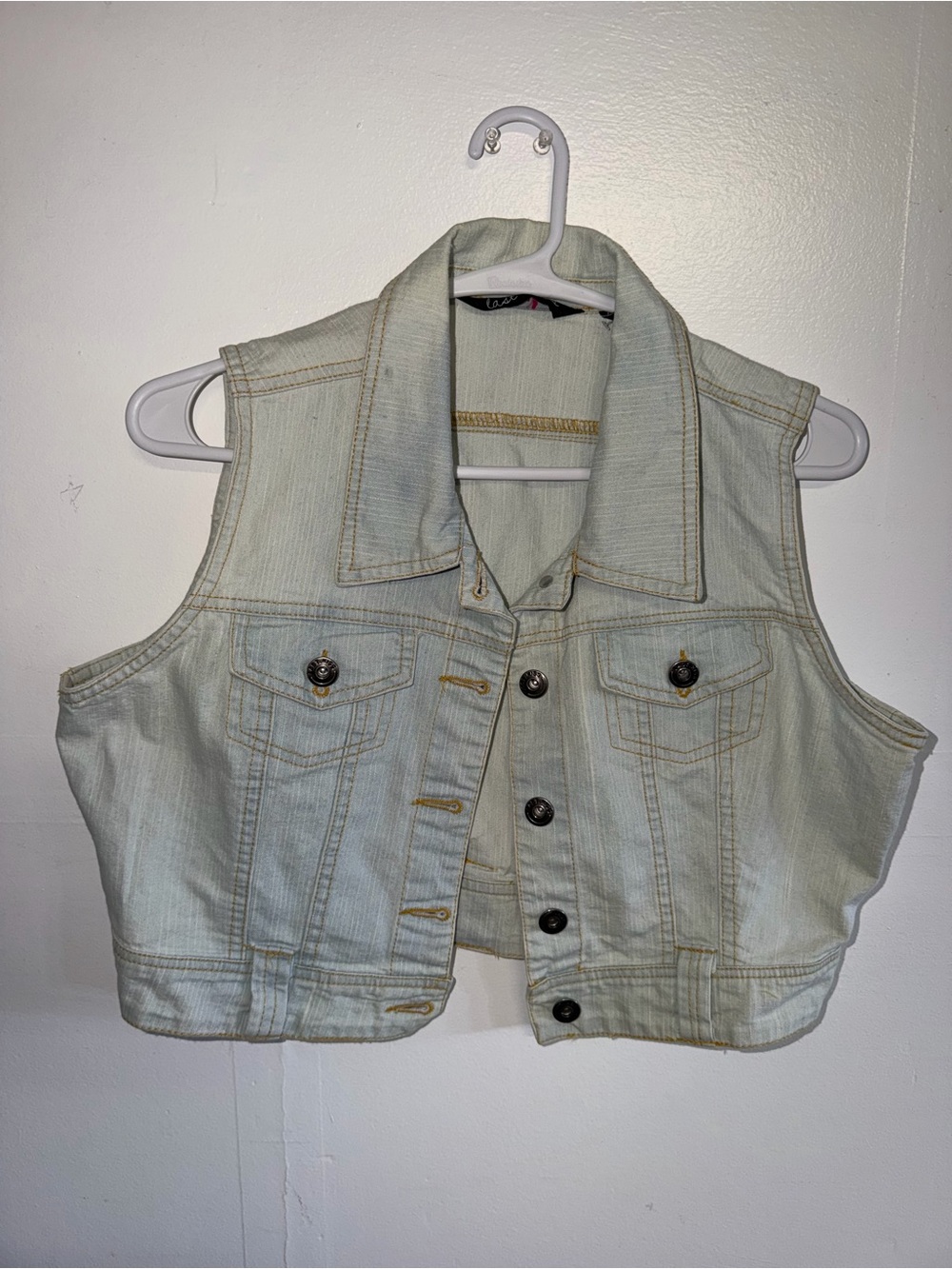 Kiss Light Wash Denim Vest in Faded Blue